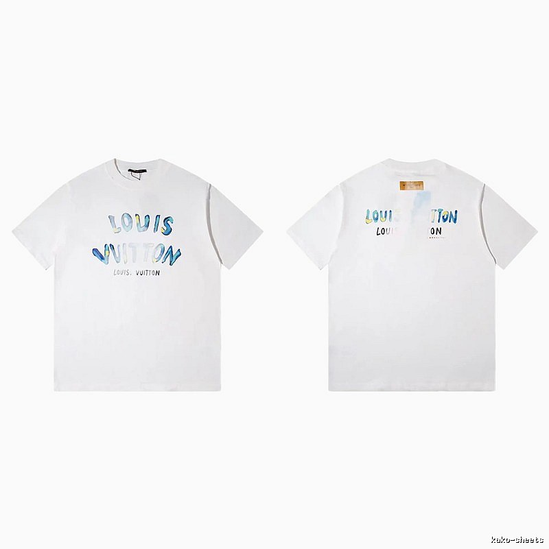 Louis Vuitton Watercolor Graffiti Style White T-Shirt