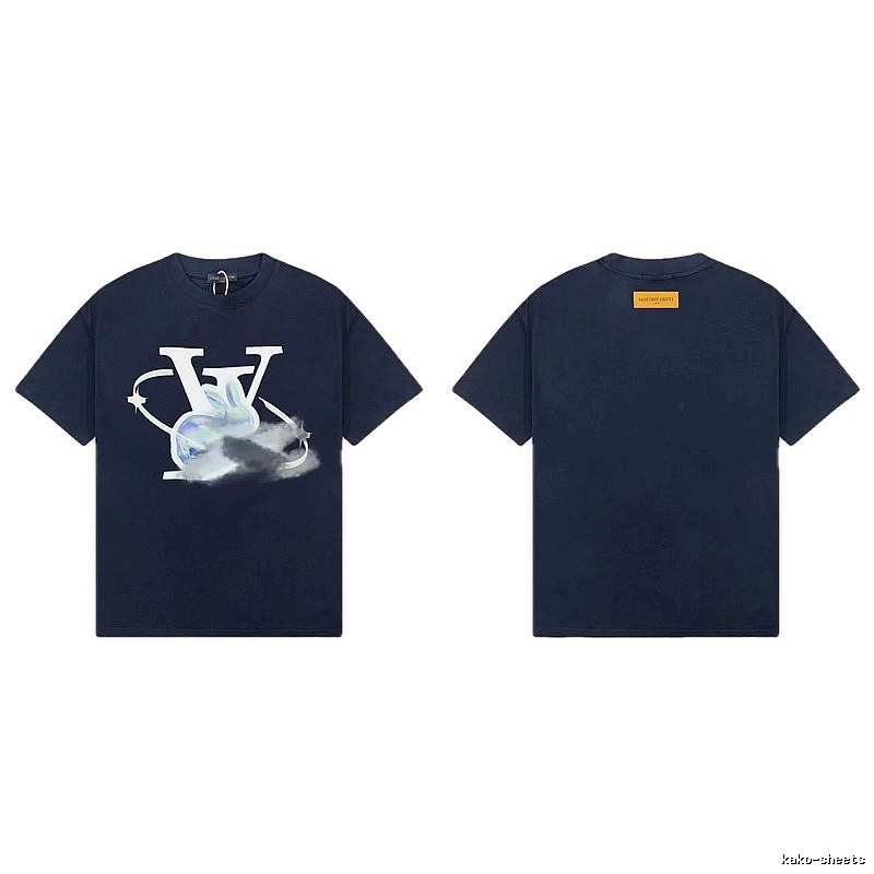 Louis Vuitton Year of the Rabbit Trendy Navy Blue Short Sleeve T-Shirt