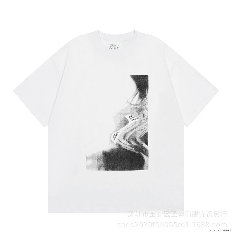 Maison Margiela Abstract Ink-wash Style White Short-sleeve T-shirt