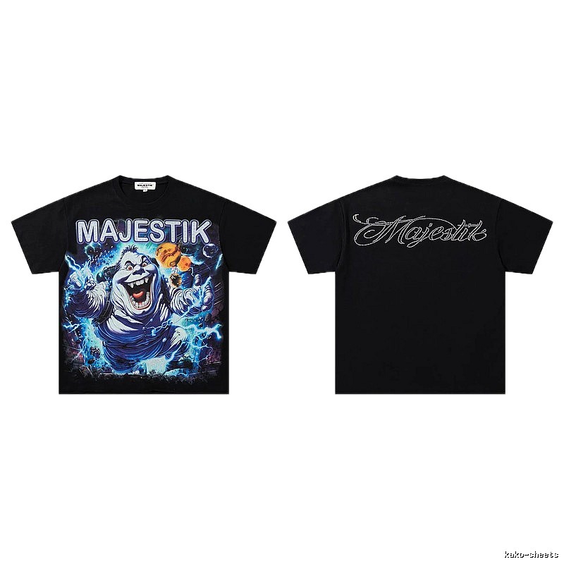 MAJESTIK Ghost Print Street Style Black T-Shirt