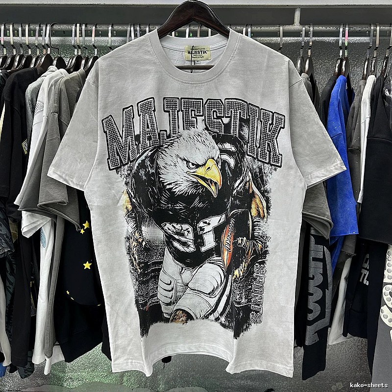 MAJESTIK Rugby Street Style Distressed White T-Shirt