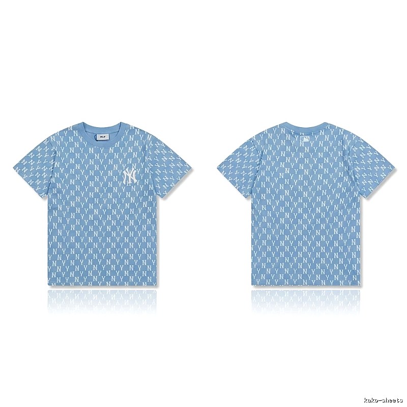 MLB full - print style light blue T - shirt