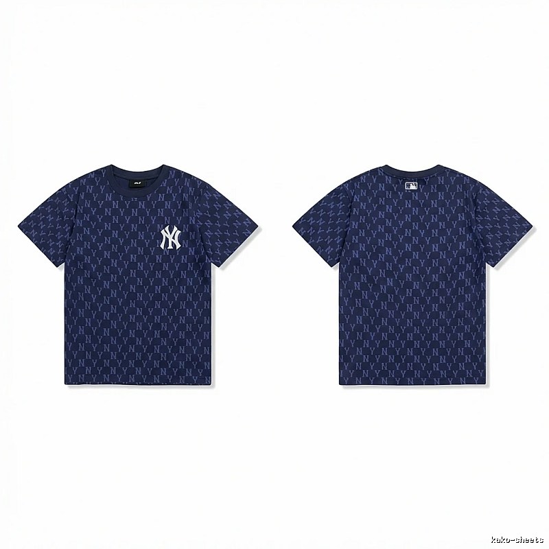 MLB full - print style navy blue T - shirt