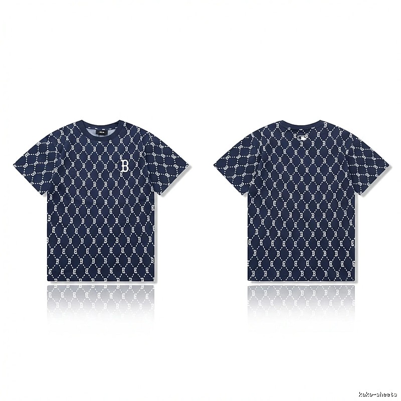 MLB full - printed style navy blue T - shirt