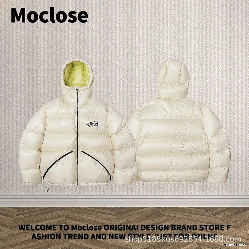 Moclose Travel Puffer jacket Black Glossy Hooded with Modern Look