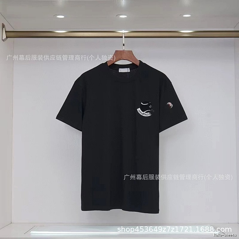 Moncler Embroidered Casual Black Short-sleeve T-shirt