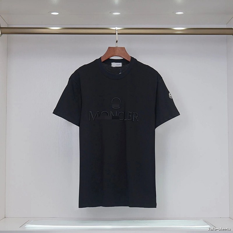Moncler Embroidered Minimalist Style Black T-Shirt