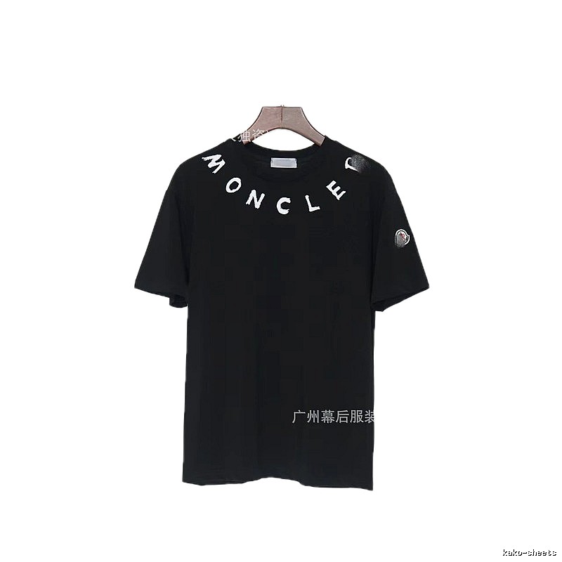 Moncler Letter Print Casual Style Black T-Shirt