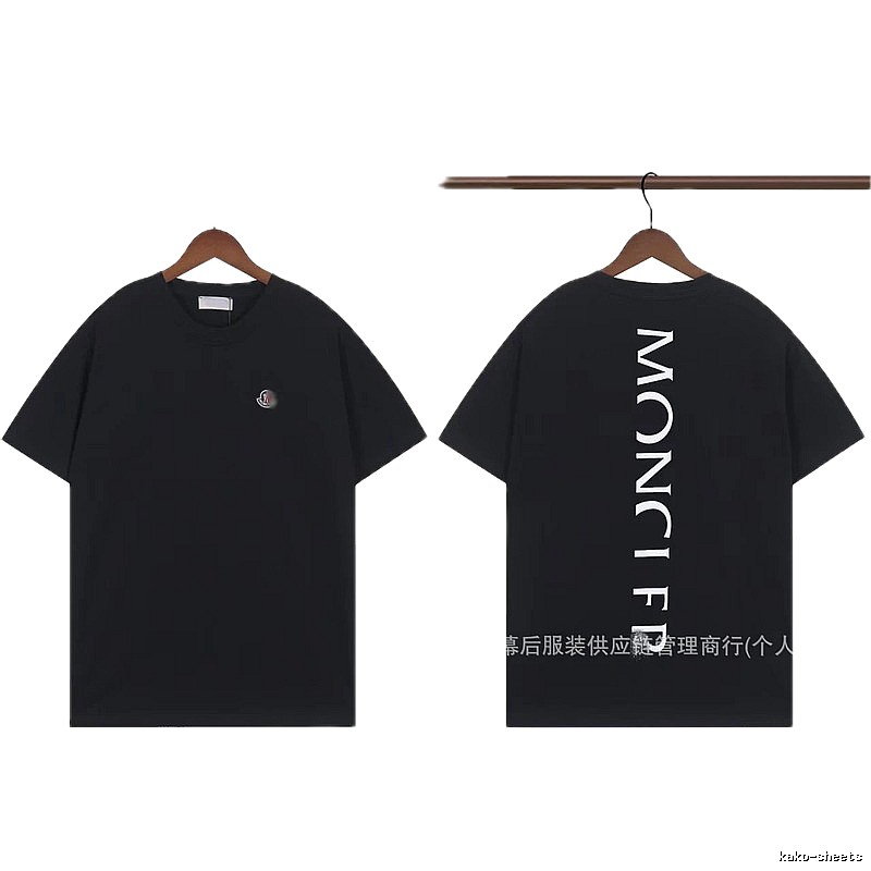 Moncler Letter Print Casual Style Black T-Shirt