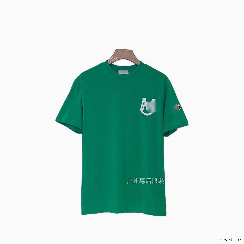 Moncler Letter Print Casual Style Green Short-sleeve T-shirt