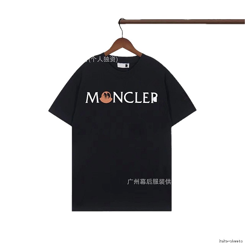 Moncler Letter Print Streetwear Style Black Short-sleeve T-shirt