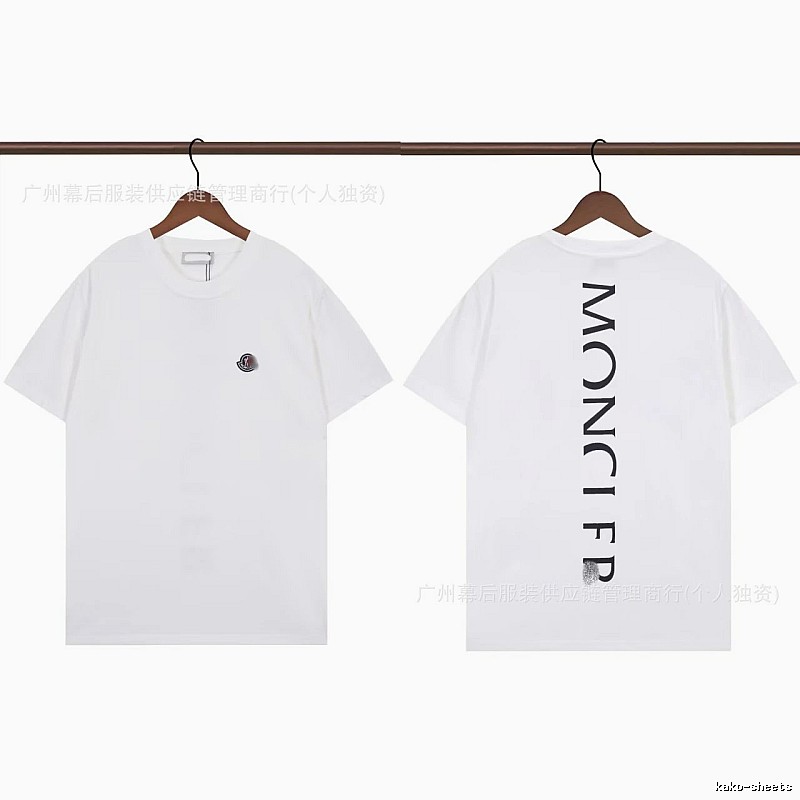 Moncler Letter Print Trendy Style White T-Shirt
