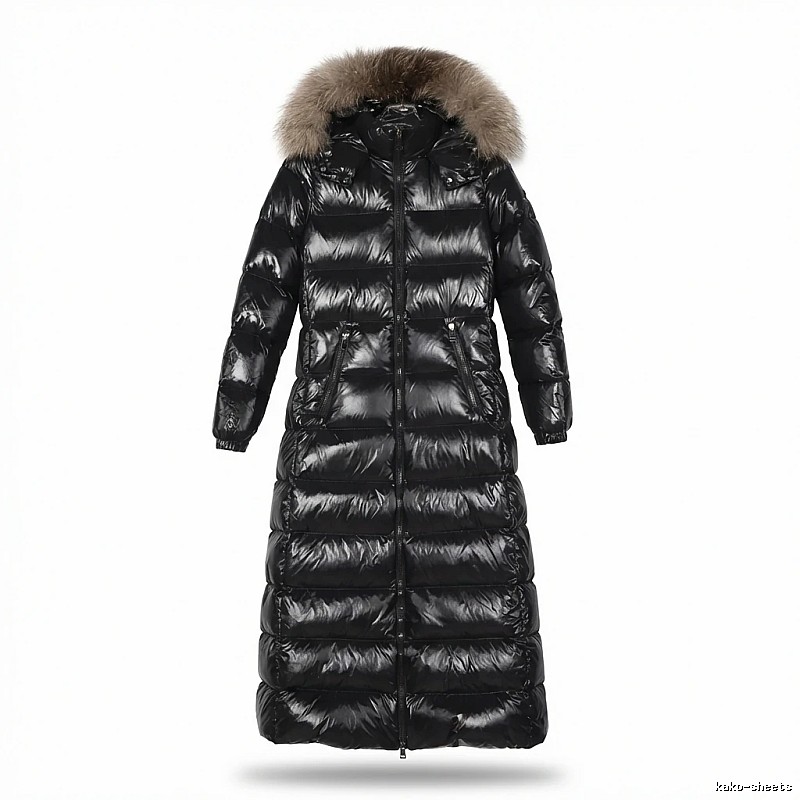 Moncler long shiny black down jacket