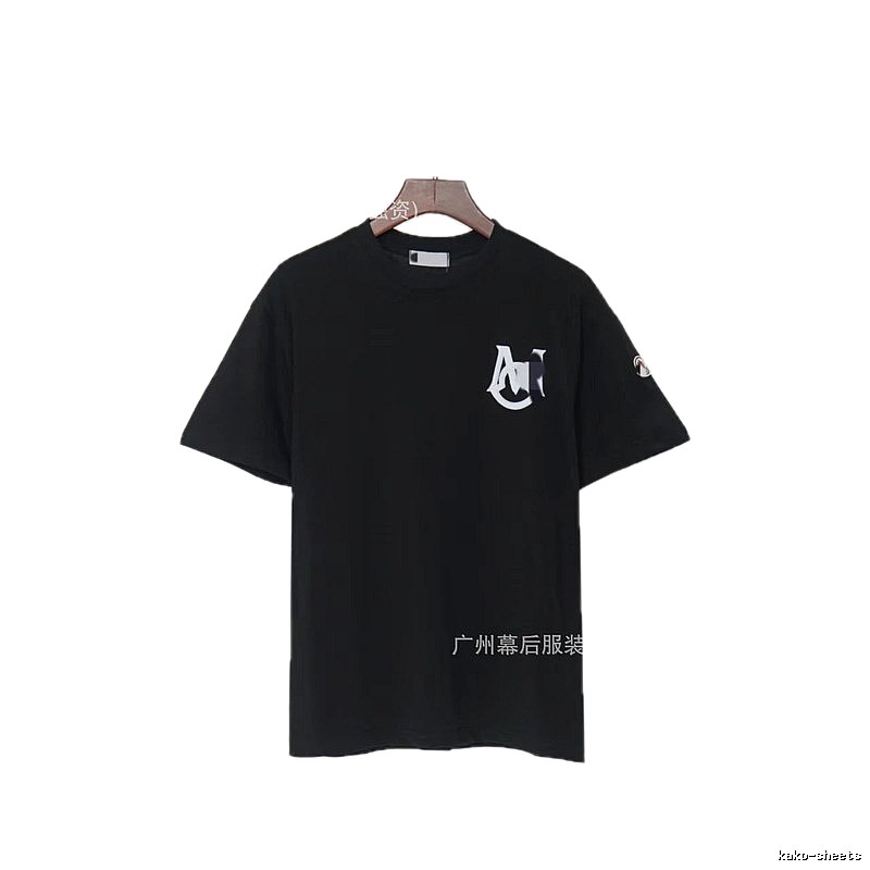 Moncler Printed Casual Style Black T-Shirt