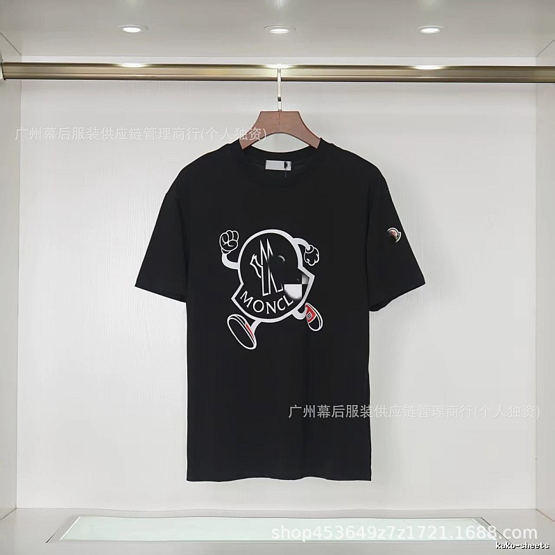 Moncler Trendy Black Cartoon Print Short-sleeved T-shirt