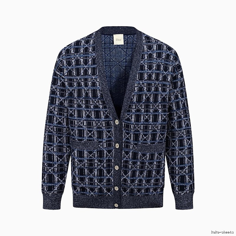 Navy Dior Button-front Cardigan for Layered Winter Looks