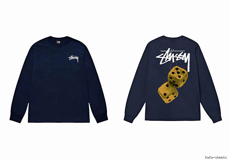 Navy long-sleeved shirt with Stussy dice print