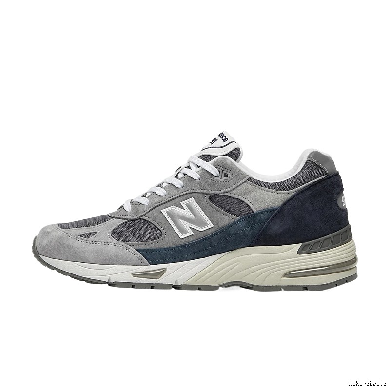 New Balance retro-style grey-blue sports shoes