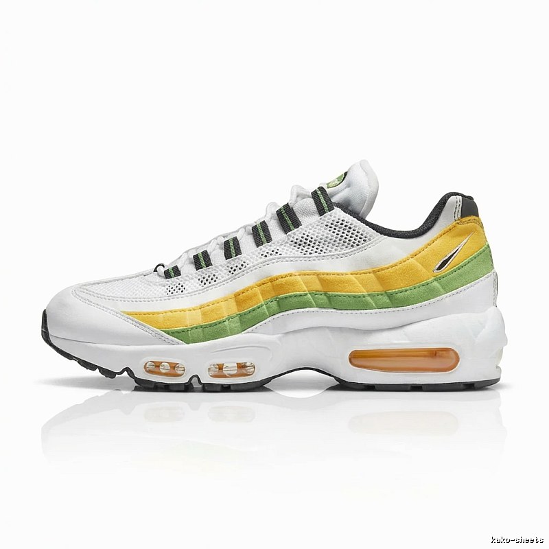 Nike Air Max 95 White, Yellow and Green Sports Shoes