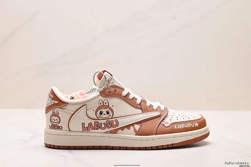 Nike co-branded cartoon-style brown and white shoes