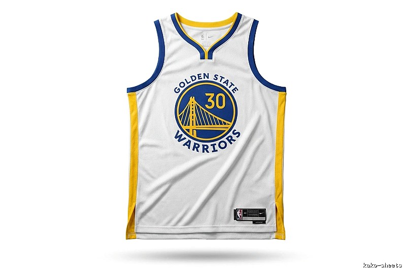Nike Curry No.30 white, blue and yellow jersey