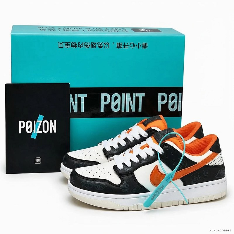 Nike Dunk Trendy Black-White-Orange Athletic Shoes