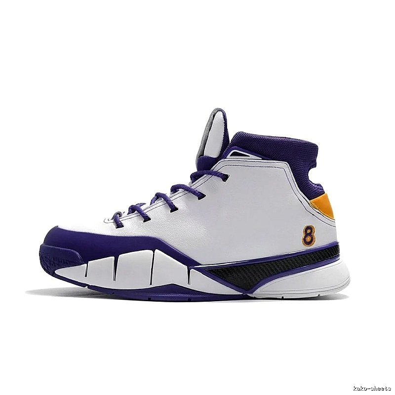 Nike Kobe series sports shoes in white and purple.