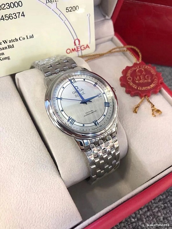 Omega Watch with Silver Bracelet Watch Detail