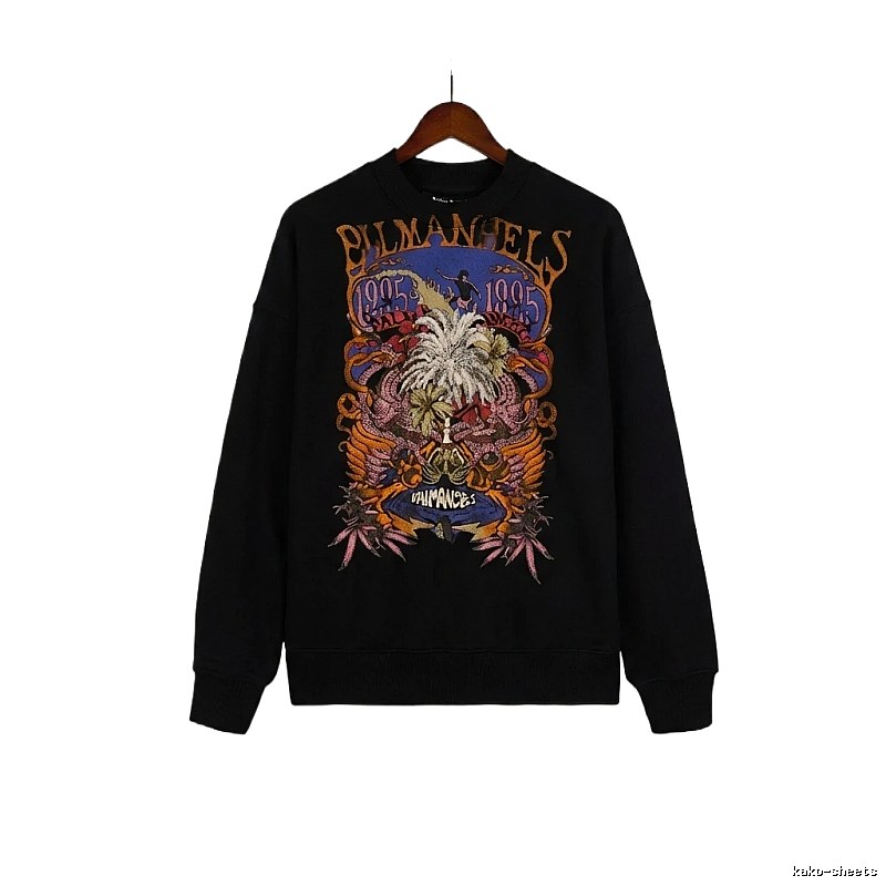 Palm Angels Printed Trendy and Cool Black Sweatshirt