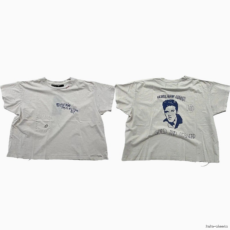 Paly Hollywood Elvis Vintage Distressed White T-Shirt