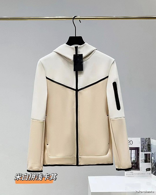 Patterned White zip hoodie White Full Zip with Polished Detail