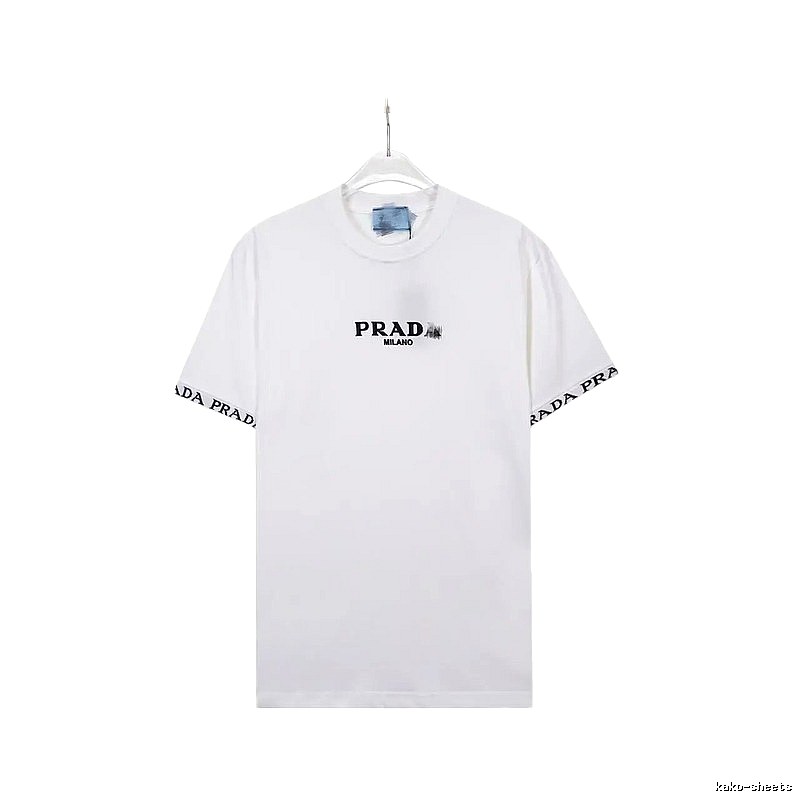 Prada Classic Webbing Minimalist Style White T-Shirt
