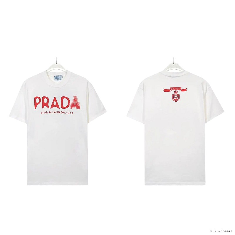 Prada Graffiti Collection Casual Style White Short-sleeve T-shirt