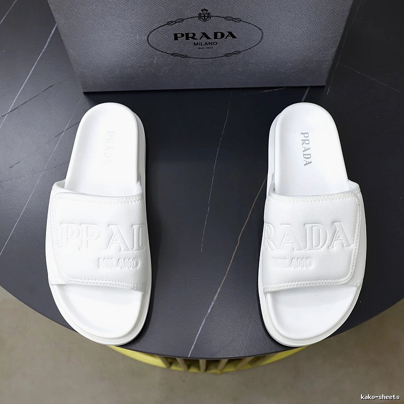 Prada Milan Collection Minimalist Style White Slides