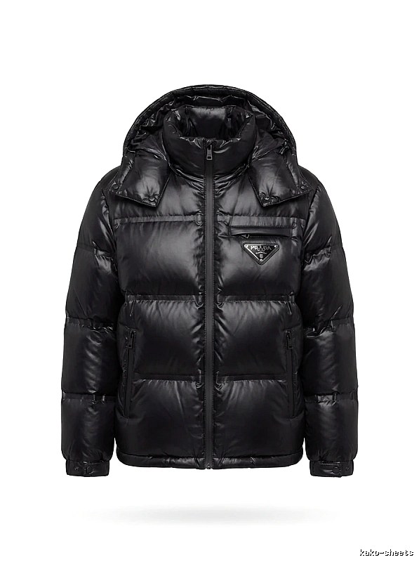 Prada triangle logo black down jacket