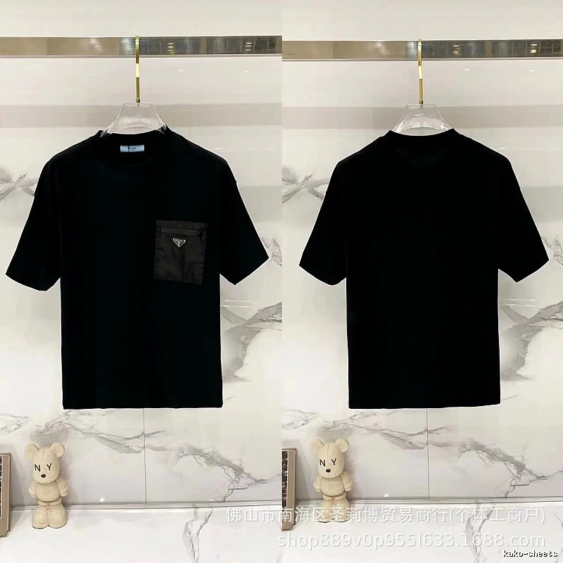 Prada Triangle Logo Minimalist Style Black Short-sleeve T-shirt