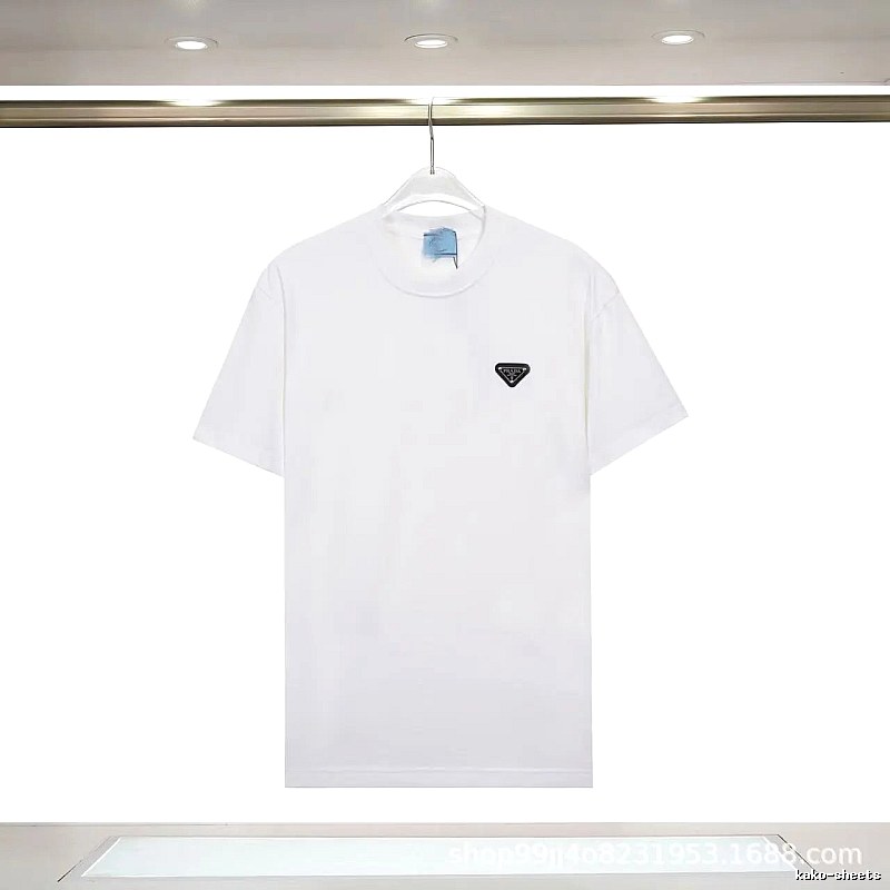 Prada Triangle Logo Minimalist Style White Short-sleeve T-shirt
