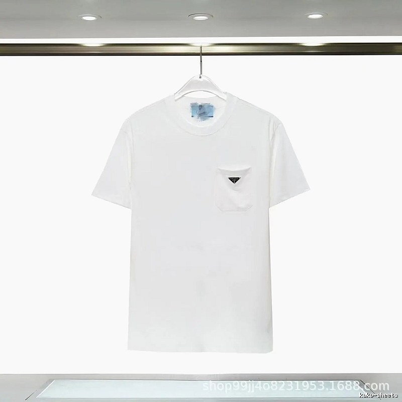 Prada Triangle Logo Minimalist Style White Short-sleeve T-shirt