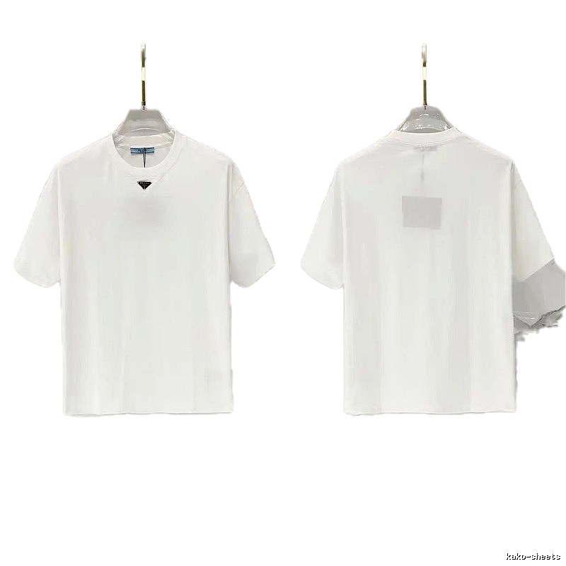 Prada Triangle Logo Minimalist Style White T-Shirt