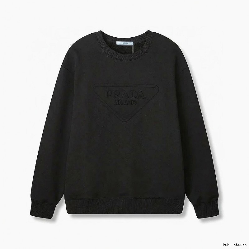 Prada triangular logo simple black sweatshirt