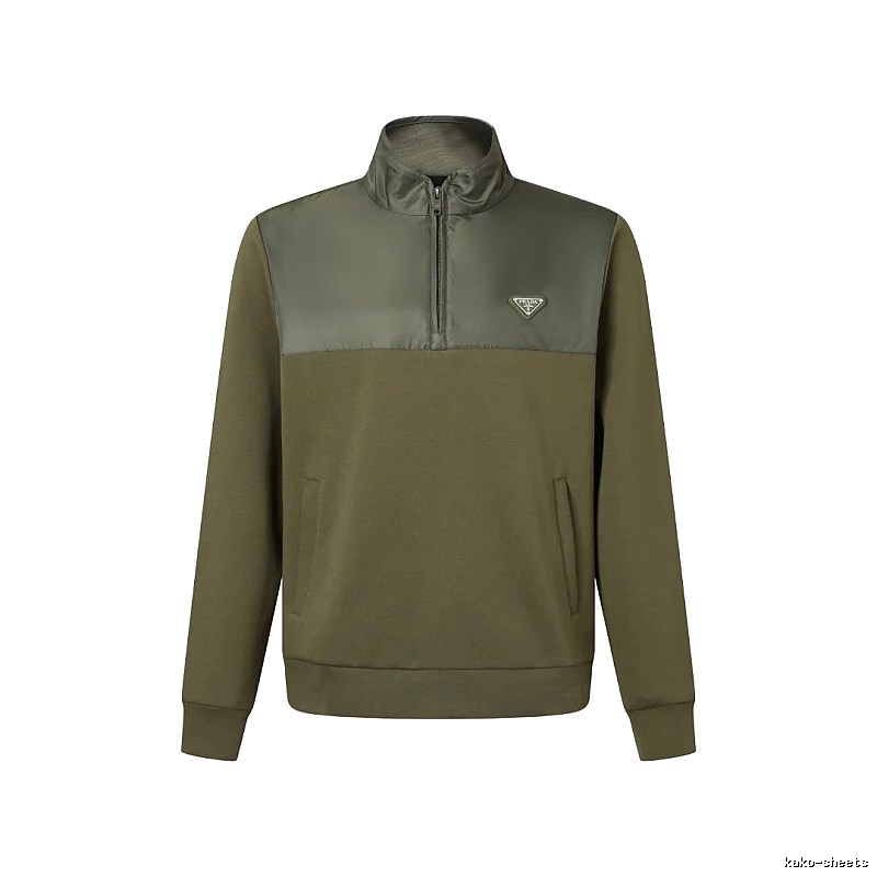 Quarter Zip Sweatshirt by Prada with Olive Quarter Zip Sweatshirt with