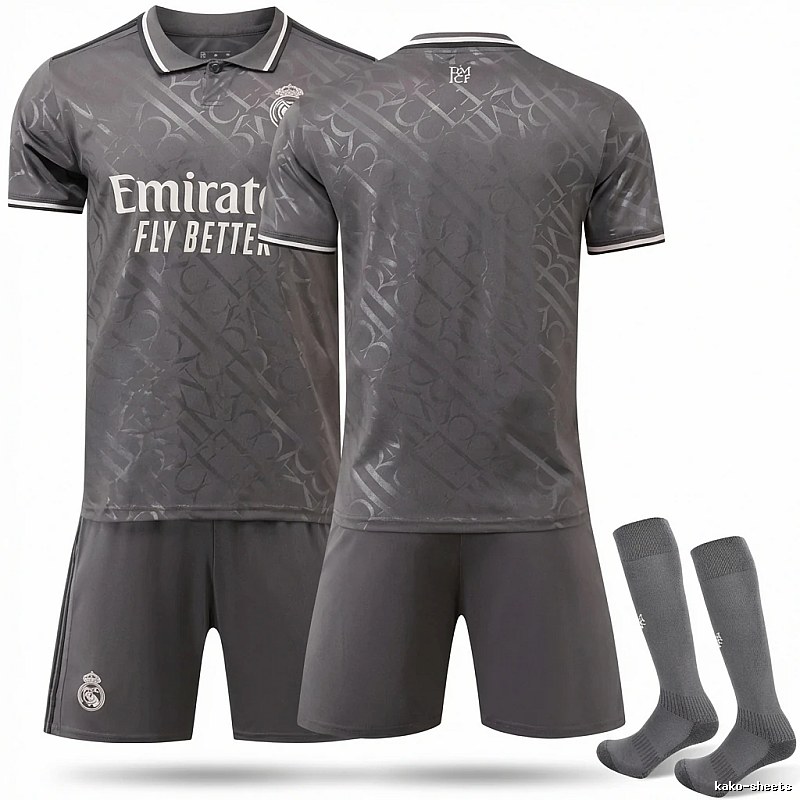 Real Madrid's dark pattern style gray jersey