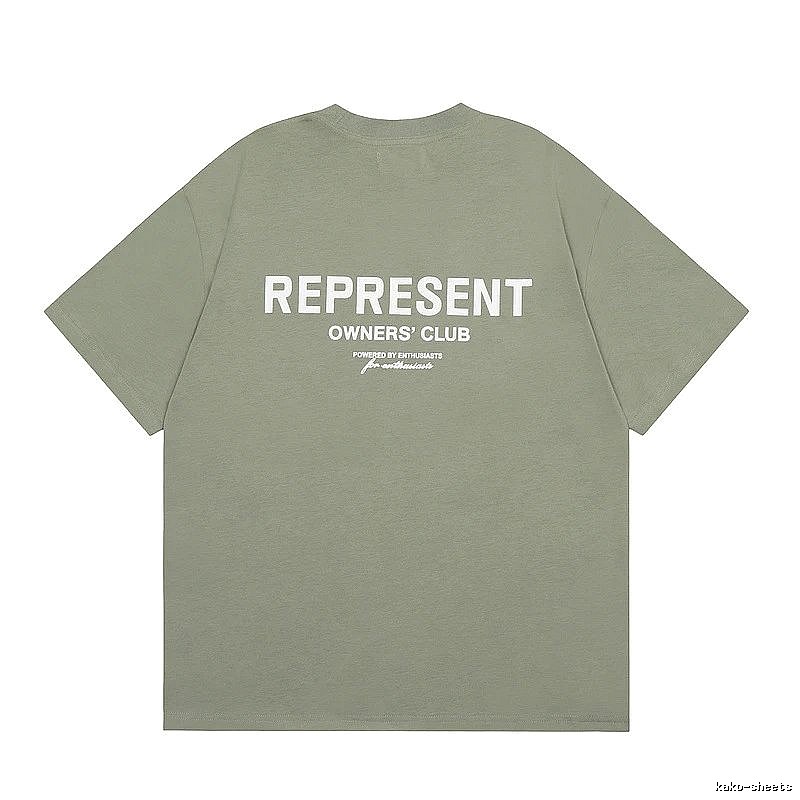 Represent Army Green Style 868 Owners Club T-Shirt Signature Detail Logo