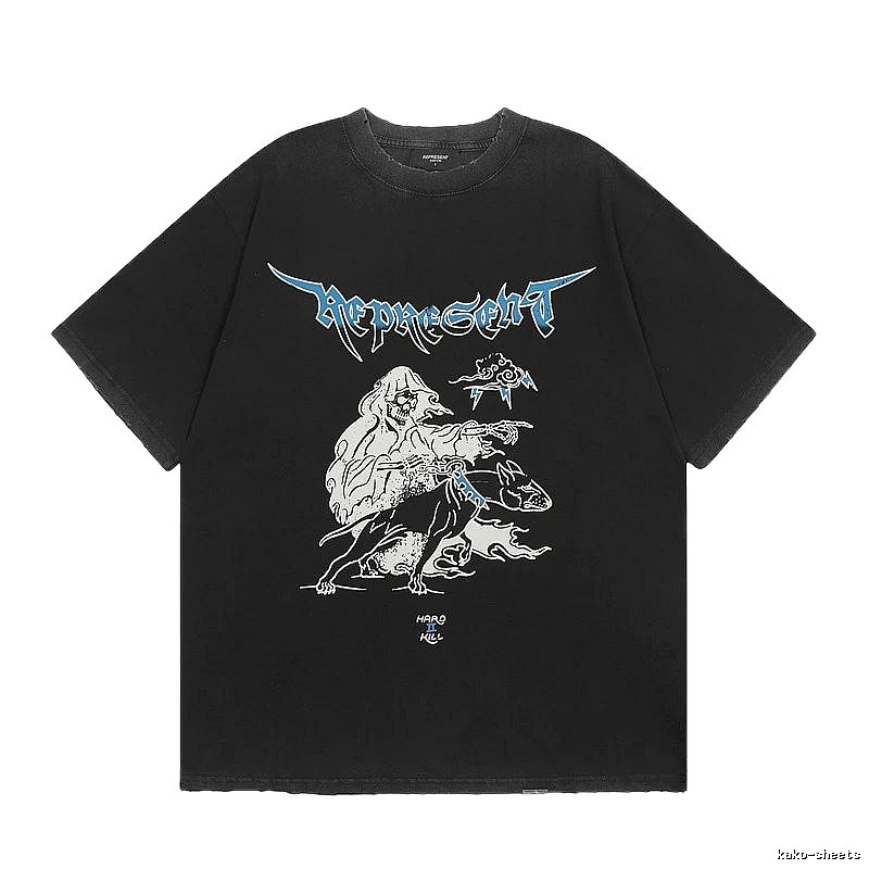 Represent Grim Reaper Print Vintage Style Black T-Shirt