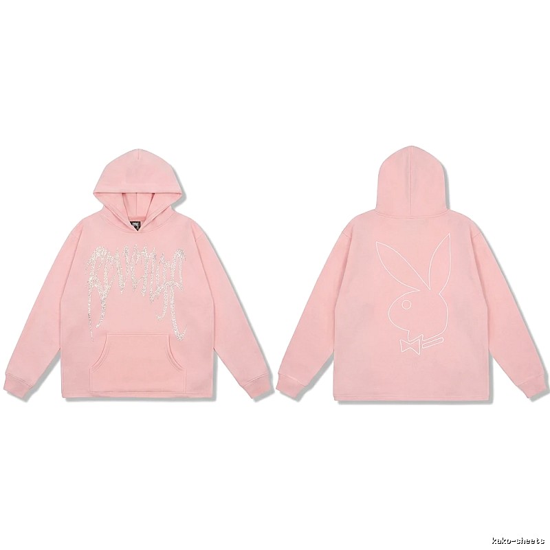 Revenge rabbit print pink hoodie