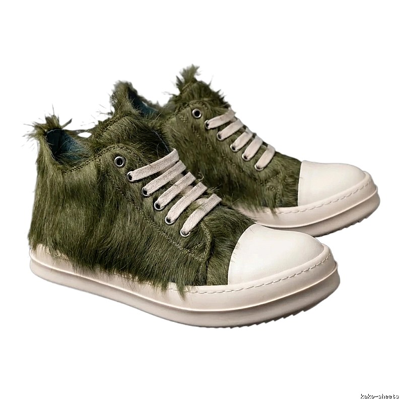 Rick Owens fluffy high-top shoes (green)