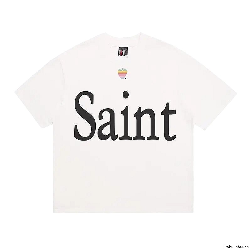 SAINT Letter Print Street Style Off-white T-shirt