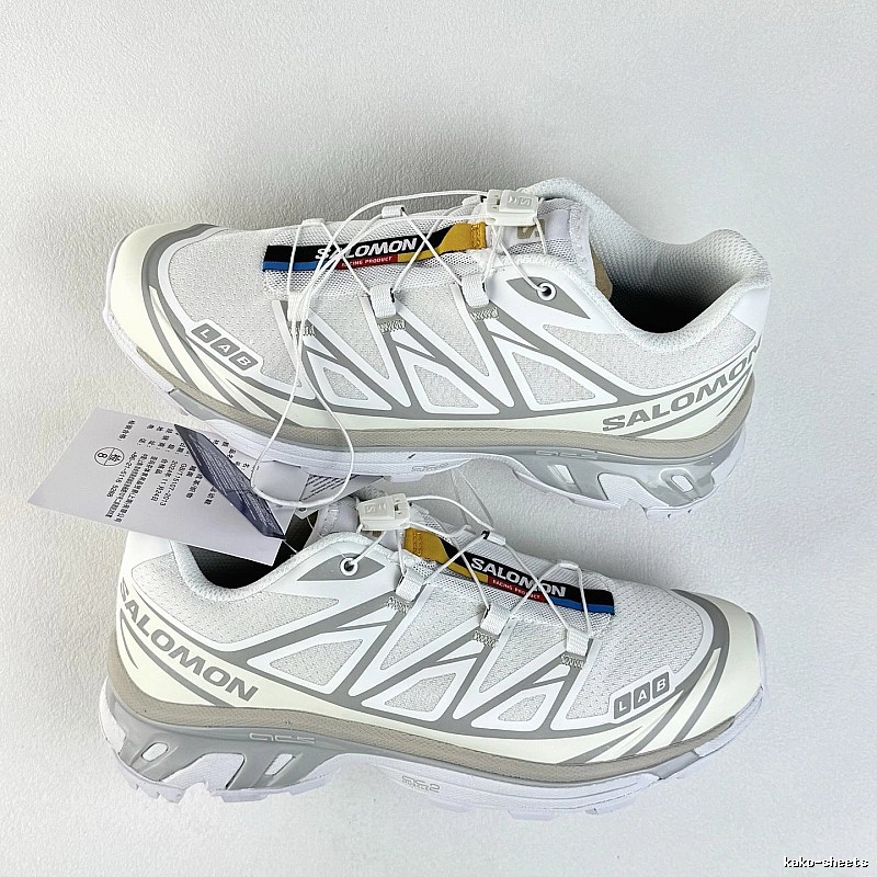 Salomon Trail Sneakers in White and Gray, Finished with Quick-Lace Style Cords