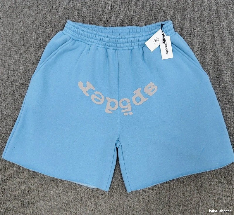 Sp5der Foam Print Street Style Light Blue Shorts