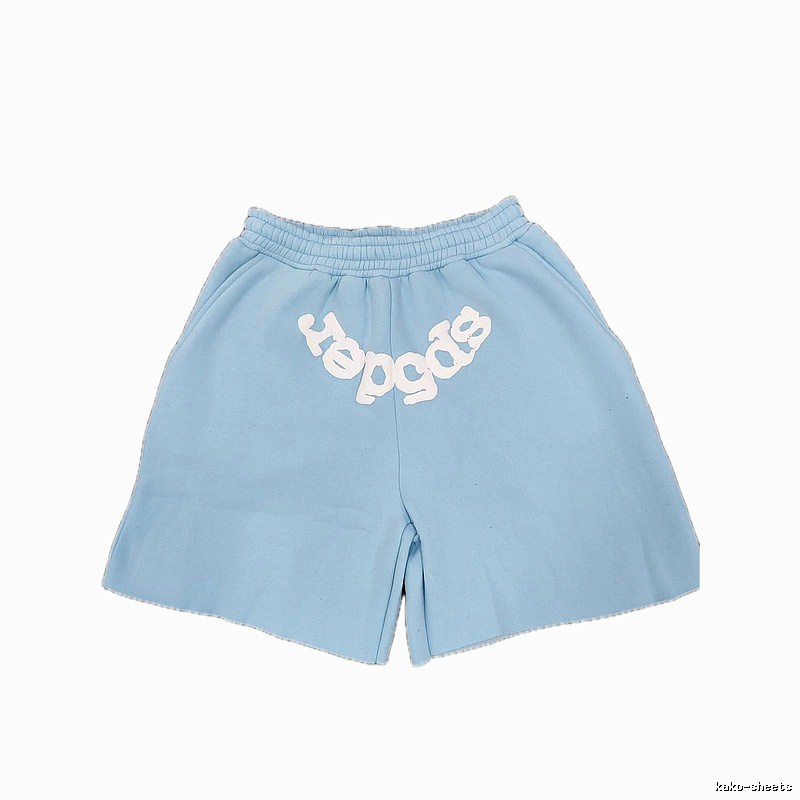 Sp5der Foam Print Street Style Light Blue Shorts